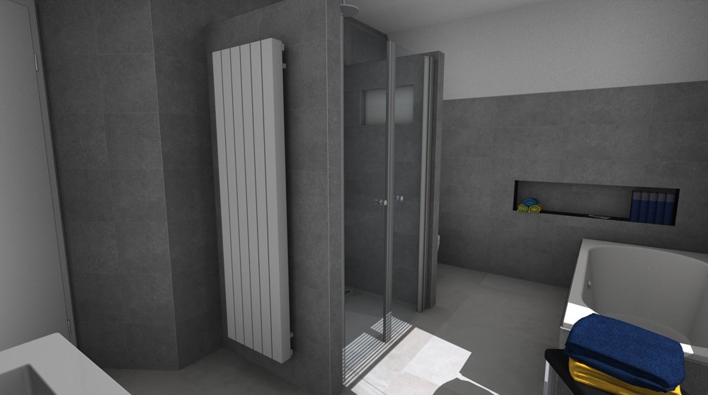 3d impressie van ontwerp badkamer